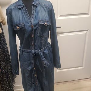 Chico's Blue Long Sleeve Denim Dress